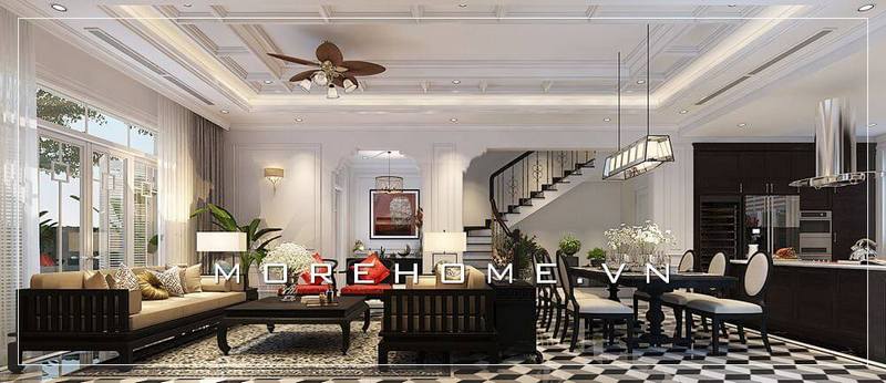 Thiết kế phòng khách liền phòng ăn đẹp